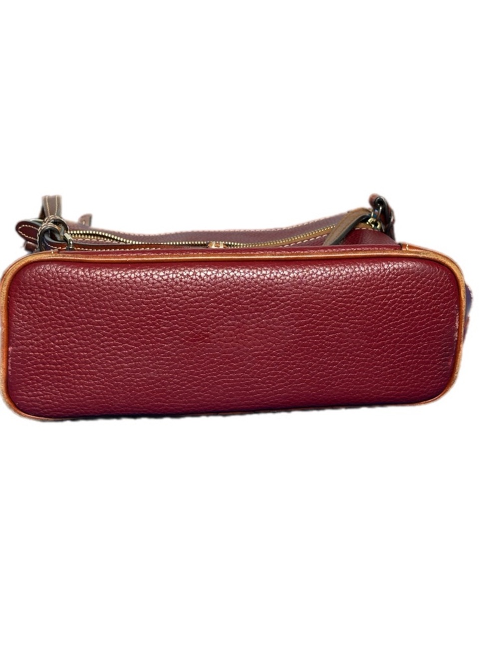 Dooney & Bourke Red Leather Shoulder Bag Pebbled Multi Zip Crossbody Strap - Picture 7 of 12